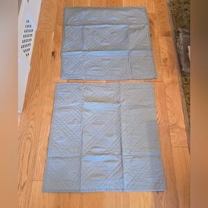 Restoration Hardware Quilted Sateen Pair of Euro Sham Pillow Covers Blue Coastal